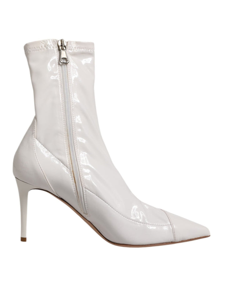 Elisabetta Franchi White Stiletto Heels Mid Calf Boots Shoes - RIMODA