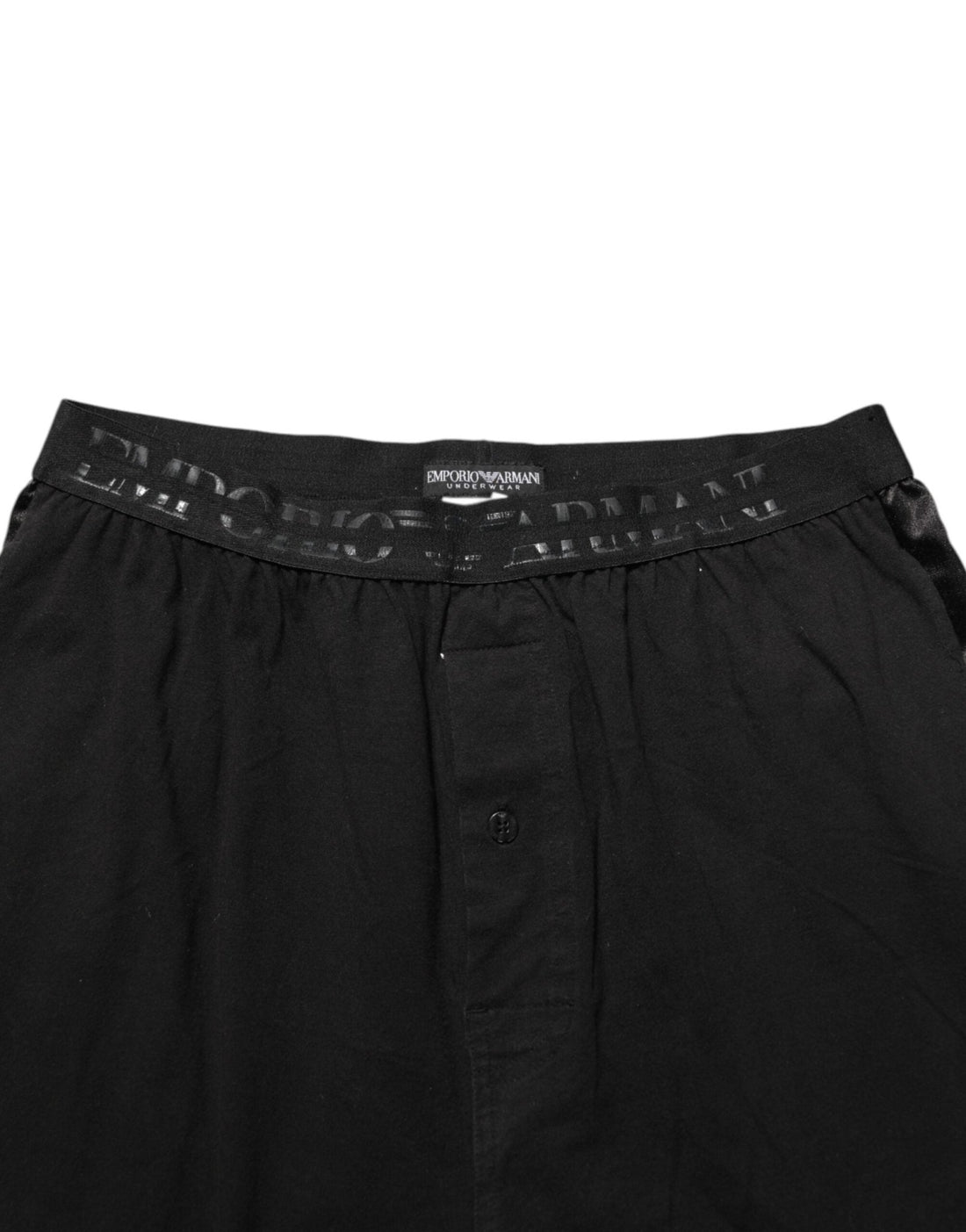 Emporio Armani Black Cotton Blend Logo Waistband Trouser Pants - RIMODA