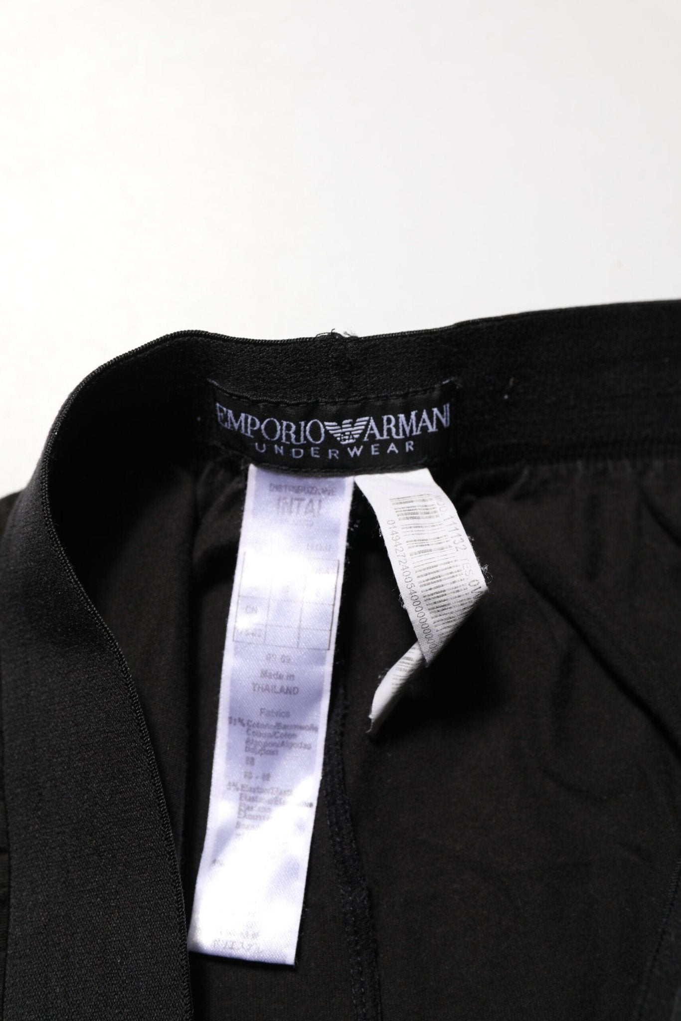 Emporio Armani Black Cotton Blend Logo Waistband Trouser Pants - RIMODA