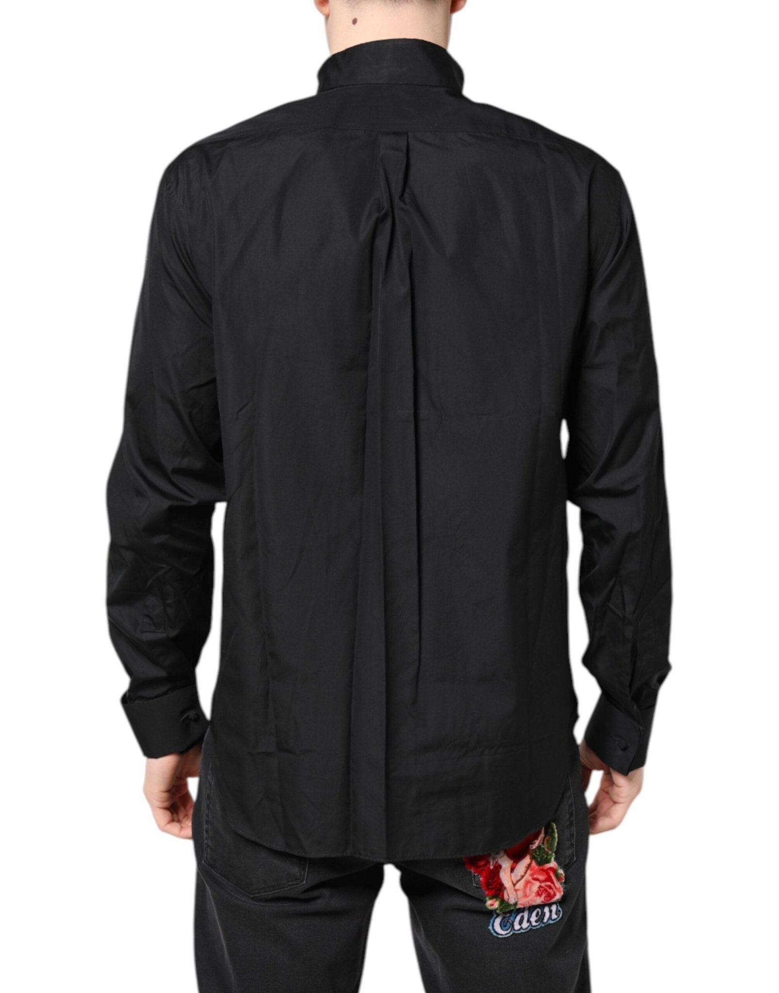 Emporio Armani Black Cotton Long Sleeves Formal Dress Shirt - RIMODA