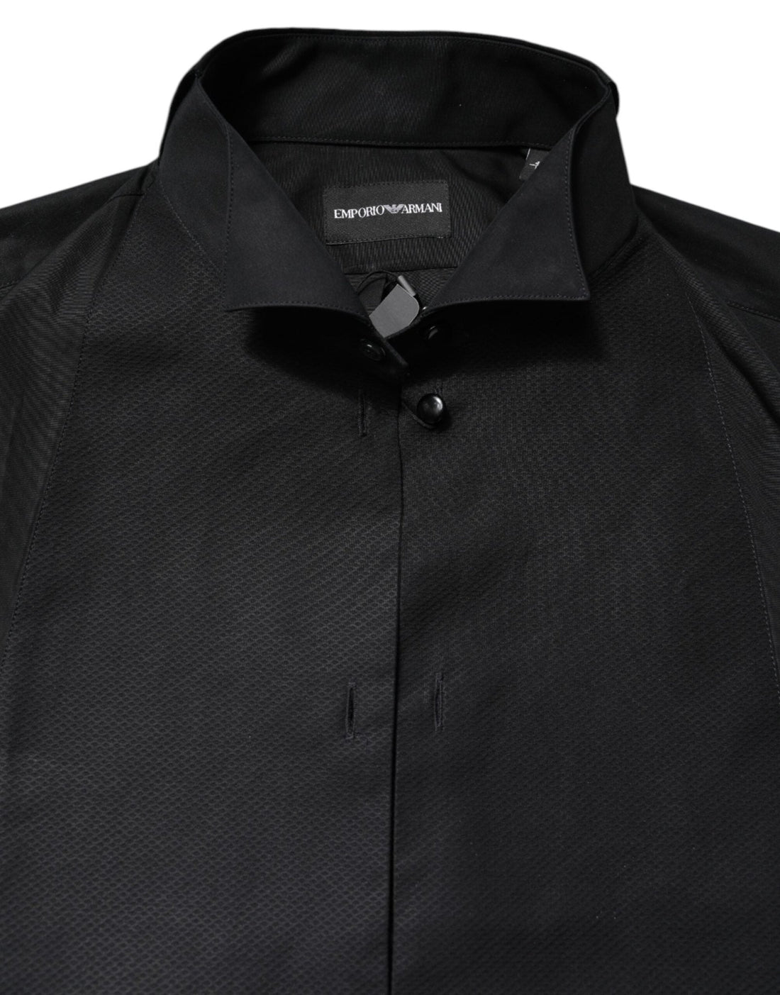 Emporio Armani Black Cotton Long Sleeves Formal Dress Shirt - RIMODA
