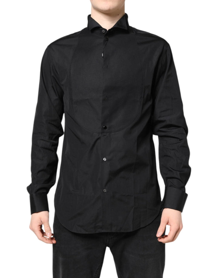 Emporio Armani Black Cotton Long Sleeves Formal Dress Shirt - RIMODA