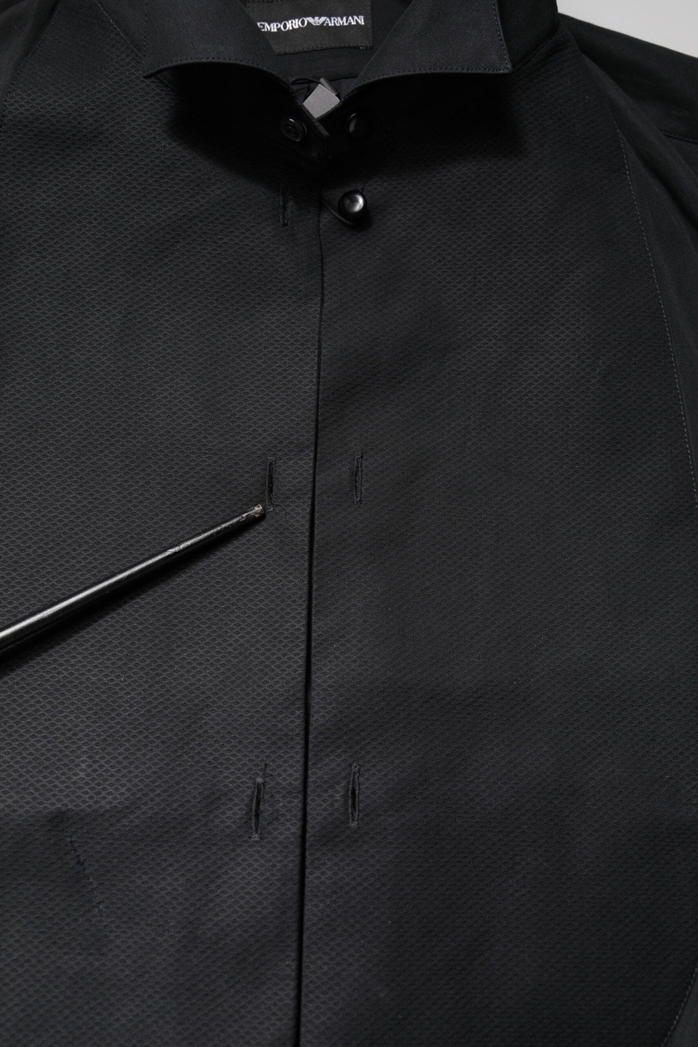 Emporio Armani Black Cotton Long Sleeves Formal Dress Shirt - RIMODA