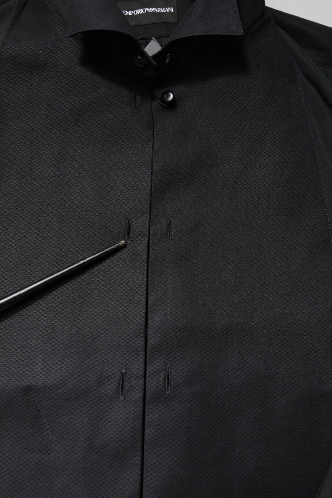 Emporio Armani Black Cotton Long Sleeves Formal Dress Shirt - RIMODA