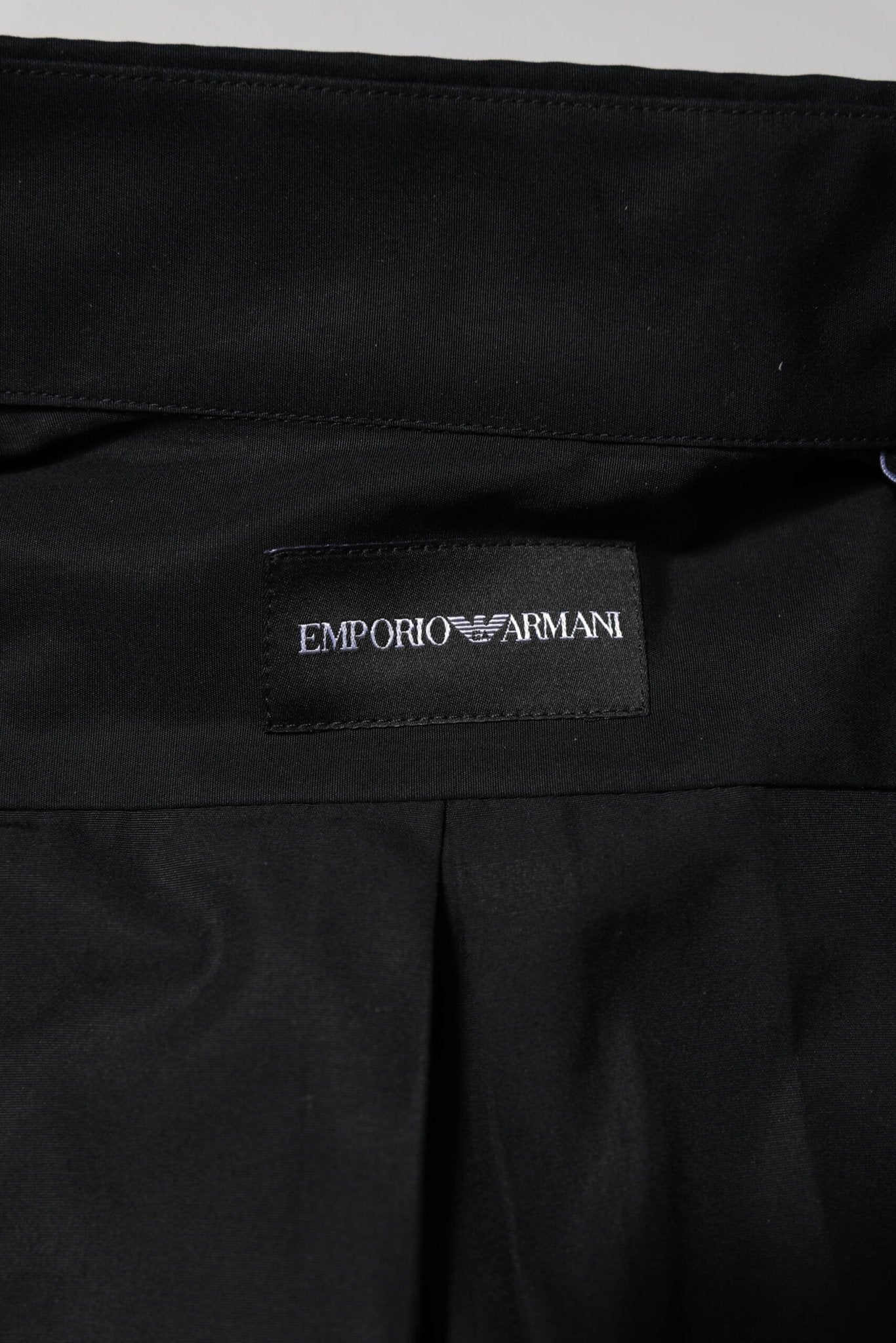 Emporio Armani Black Cotton Long Sleeves Men Formal Dress Shirt - RIMODA