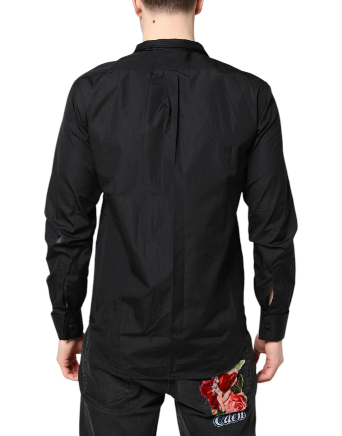 Emporio Armani Black Cotton Long Sleeves Men Formal Dress Shirt - RIMODA