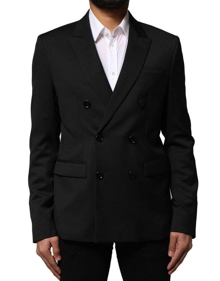 Emporio Armani Black Double Breasted Men Jacket Suit Blazer - RIMODA