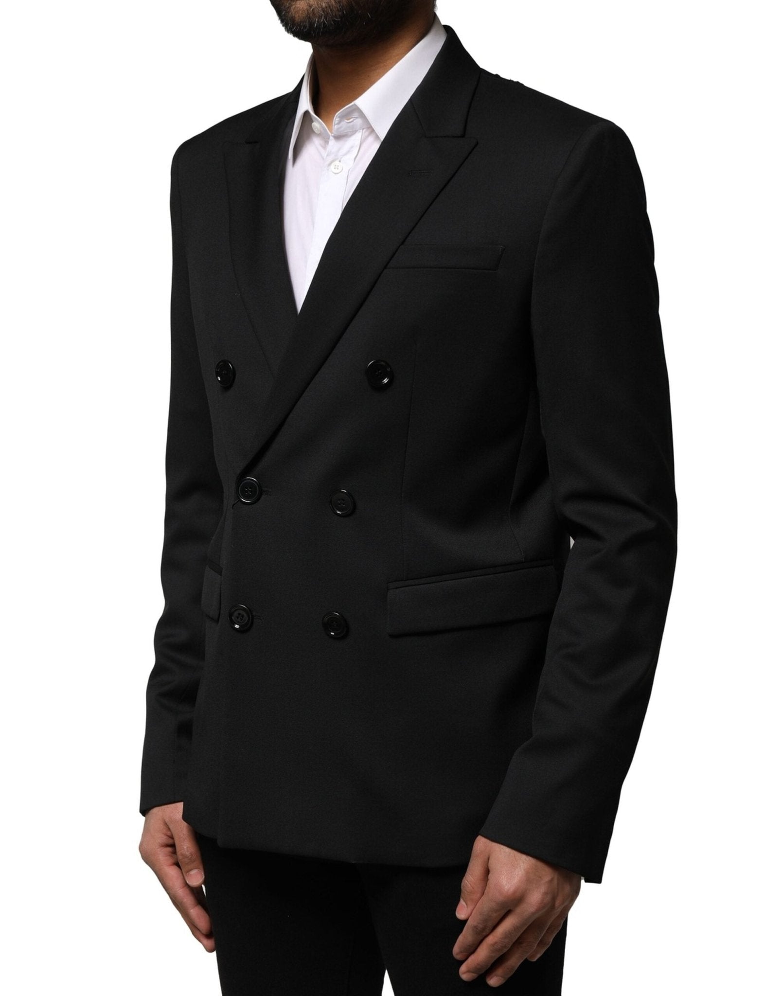 Emporio Armani Black Double Breasted Men Jacket Suit Blazer - RIMODA
