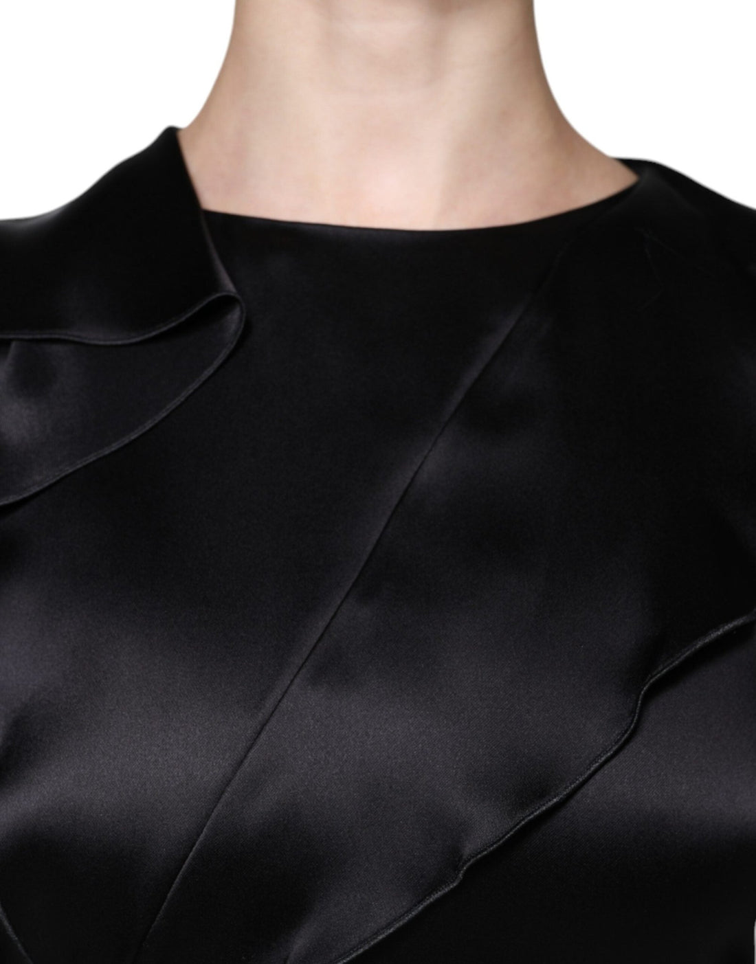 Emporio Armani Black Satin Long Sleeves Wrap Sheath Mini Dress - RIMODA