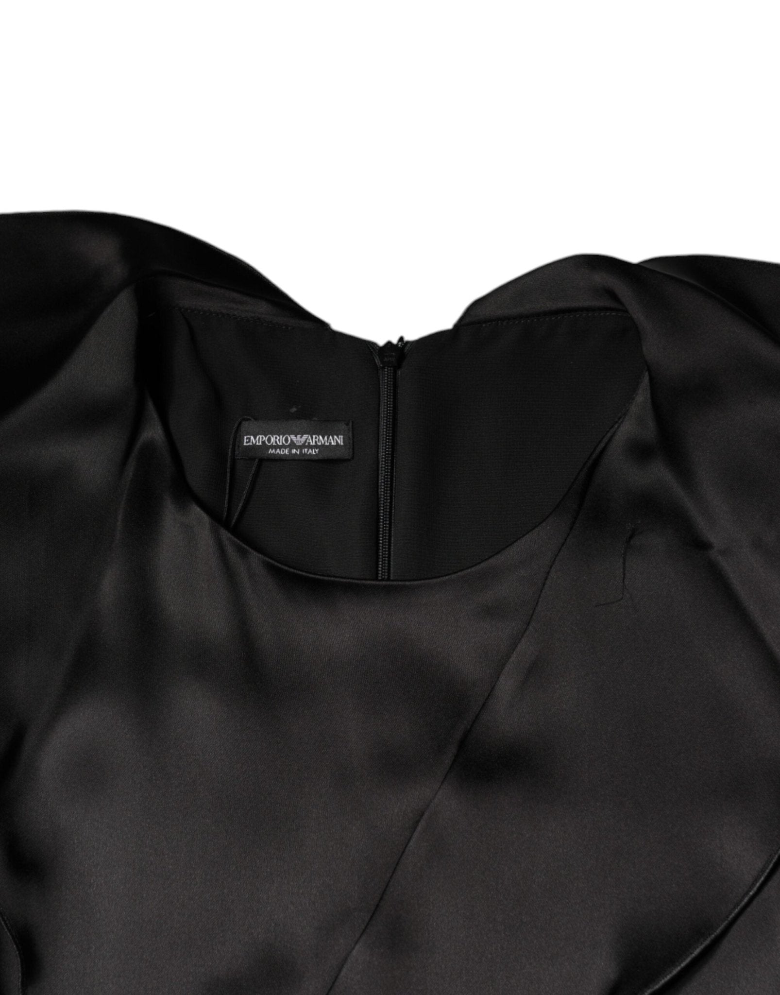 Emporio Armani Black Satin Long Sleeves Wrap Sheath Mini Dress - RIMODA
