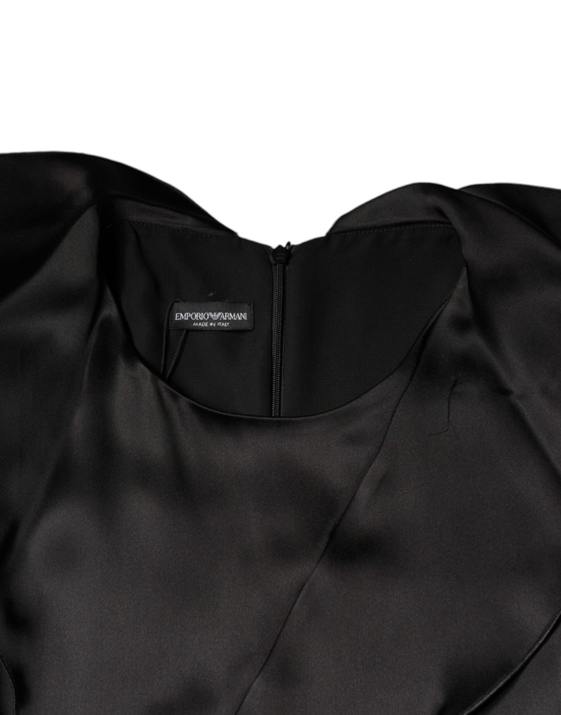 Emporio Armani Black Satin Long Sleeves Wrap Sheath Mini Dress - RIMODA