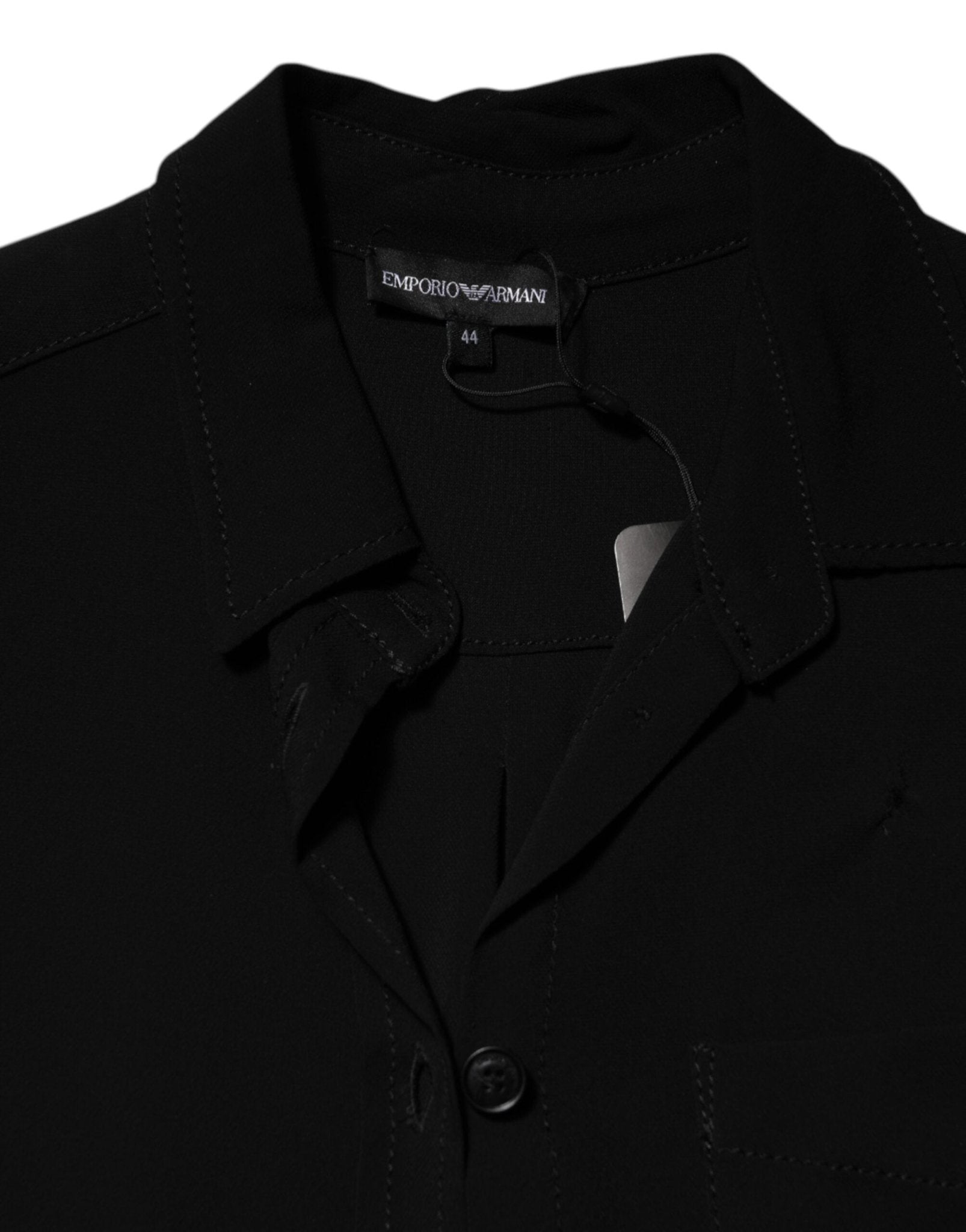 Emporio Armani Black Viscose Blend Shirt Style Belted Dress - RIMODA
