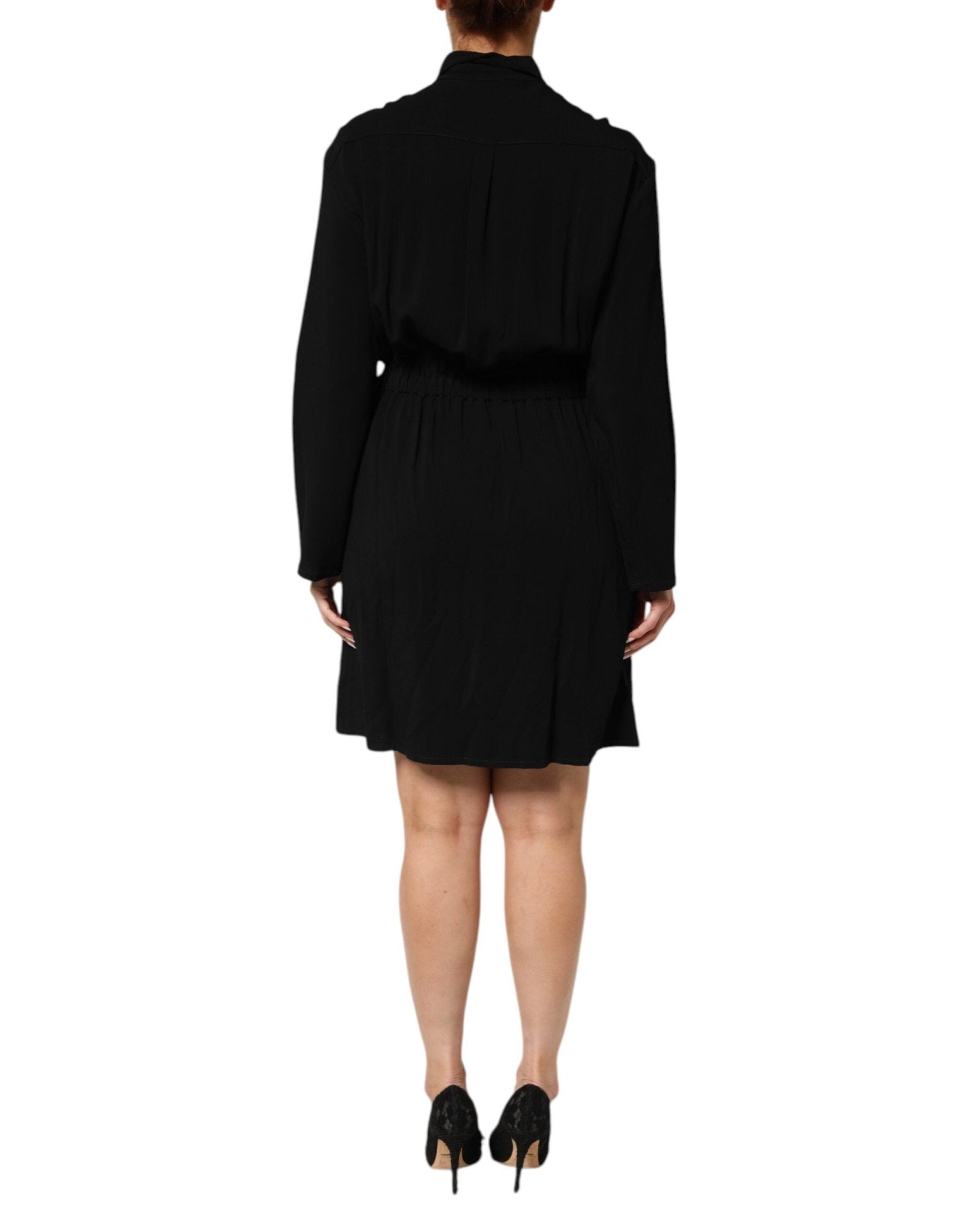 Emporio Armani Black Viscose Blend Shirt Style Belted Dress - RIMODA