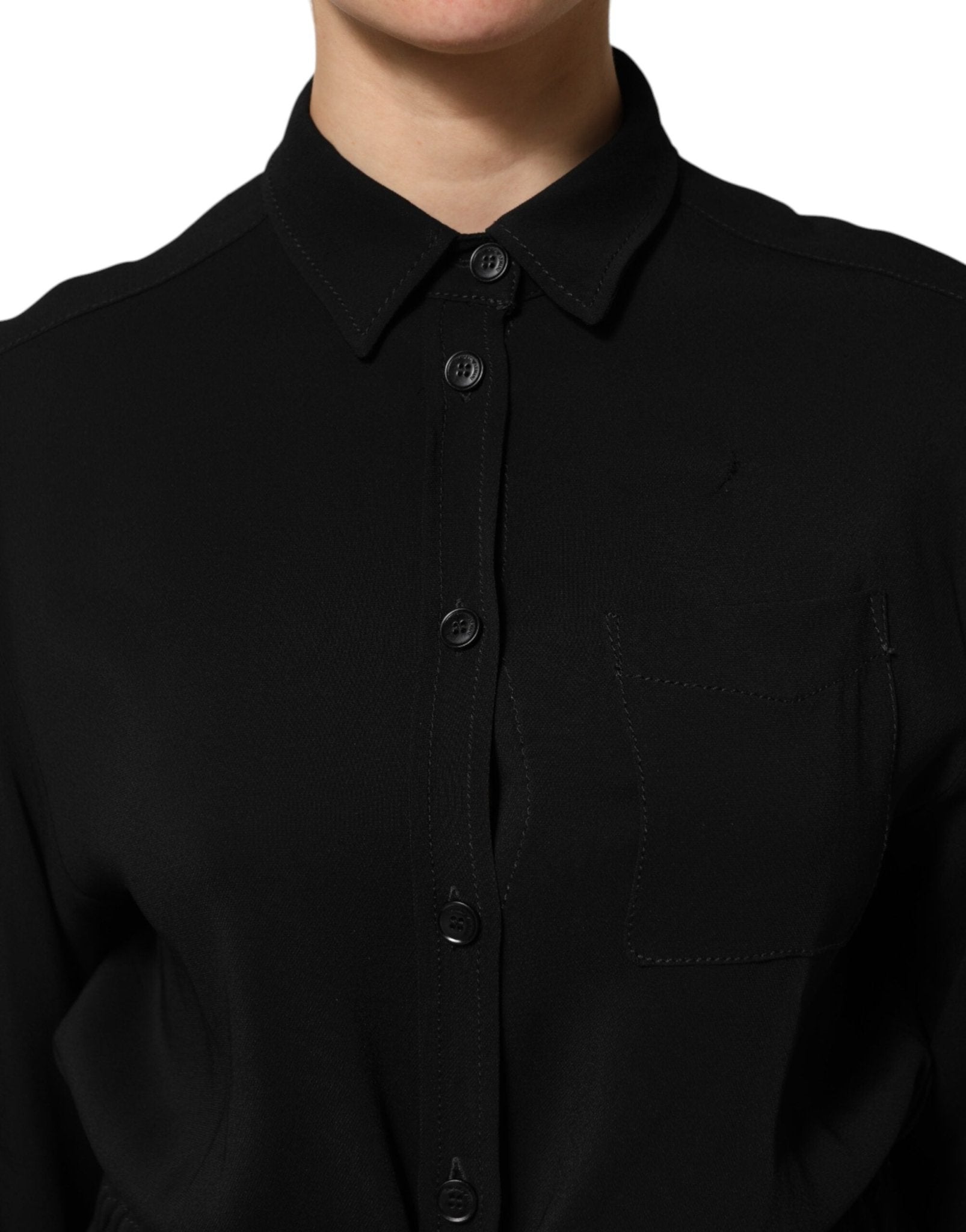 Emporio Armani Black Viscose Blend Shirt Style Belted Dress - RIMODA