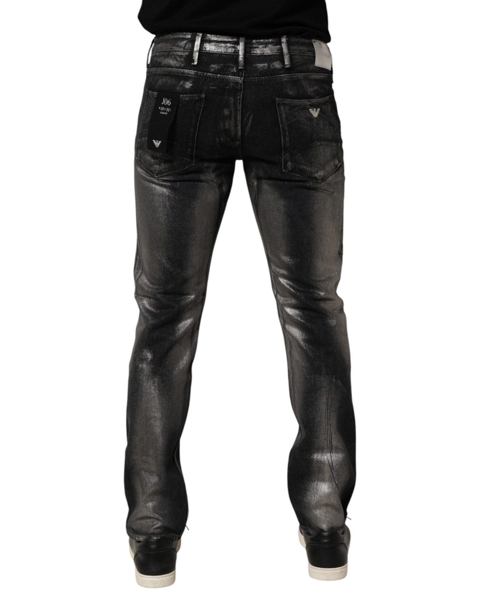 Emporio Armani Black Washed Slim Fit Men Denim Trouser Jeans - RIMODA