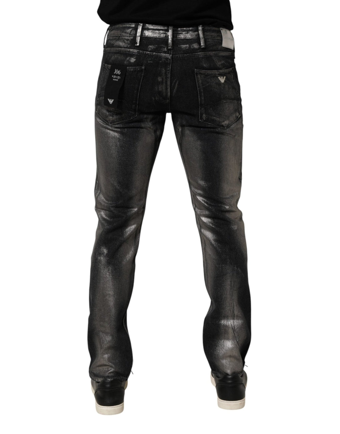 Emporio Armani Black Washed Slim Fit Men Denim Trouser Jeans - RIMODA