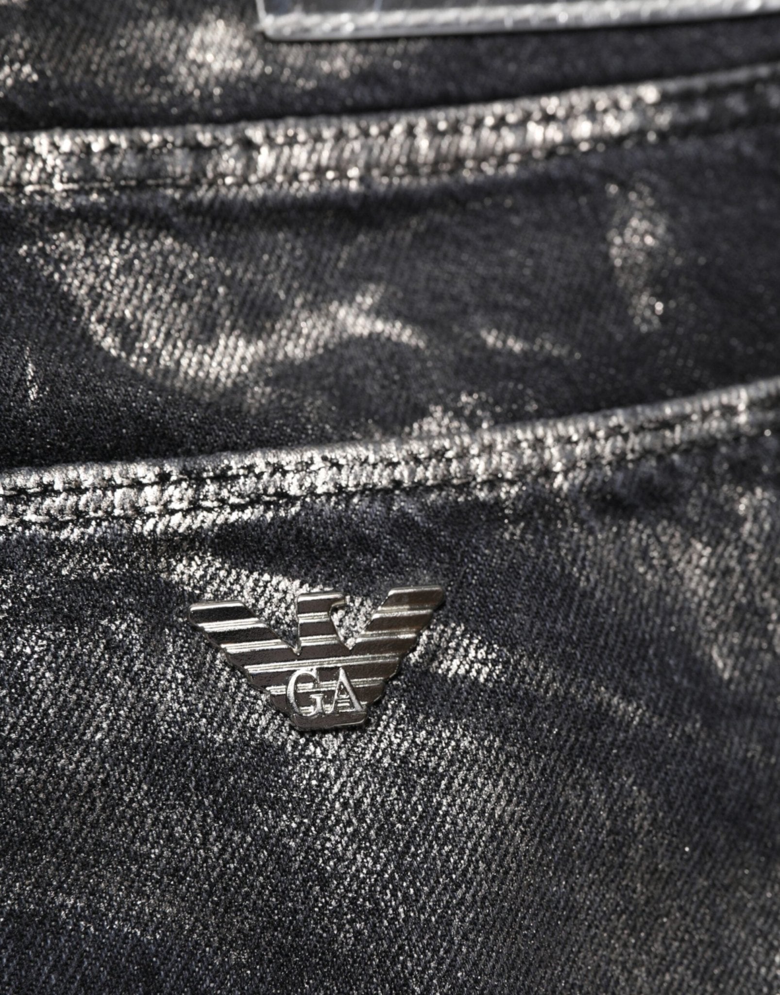 Emporio Armani Black Washed Slim Fit Men Denim Trouser Jeans - RIMODA