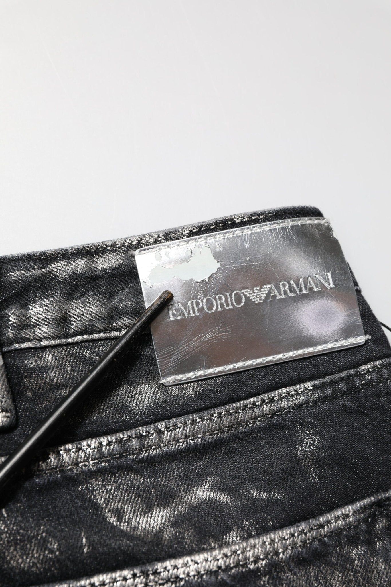 Emporio Armani Black Washed Slim Fit Men Denim Trouser Jeans - RIMODA