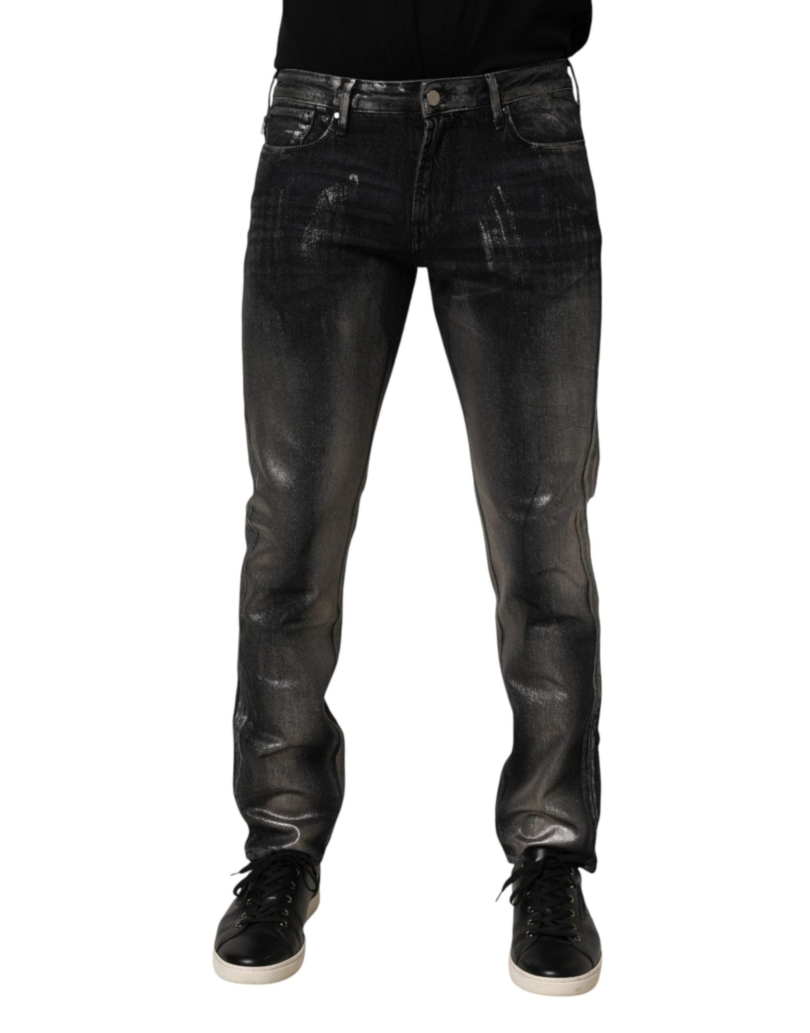 Emporio Armani Black Washed Slim Fit Men Denim Trouser Jeans - RIMODA