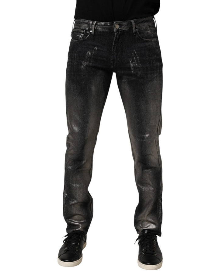 Emporio Armani Black Washed Slim Fit Men Denim Trouser Jeans - RIMODA