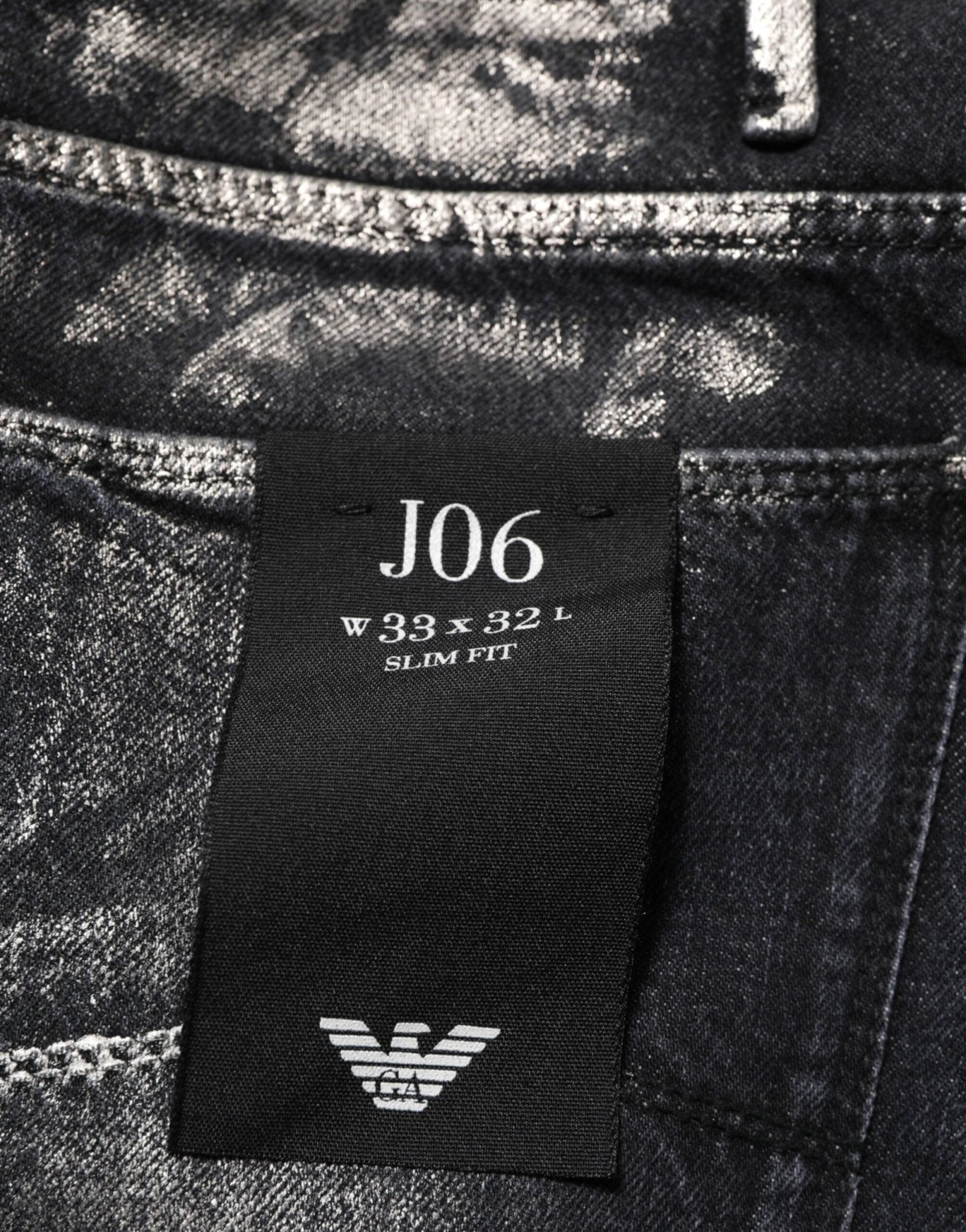 Emporio Armani Black Washed Slim Fit Men Denim Trouser Jeans - RIMODA