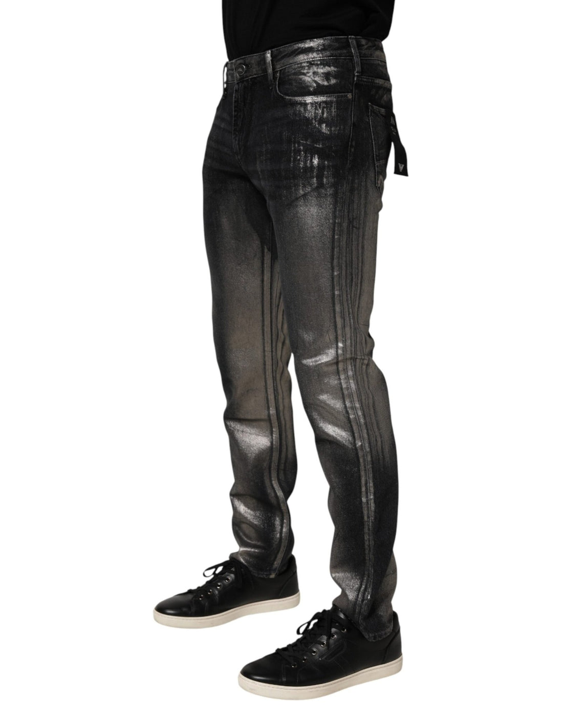 Emporio Armani Black Washed Slim Fit Men Denim Trouser Jeans - RIMODA