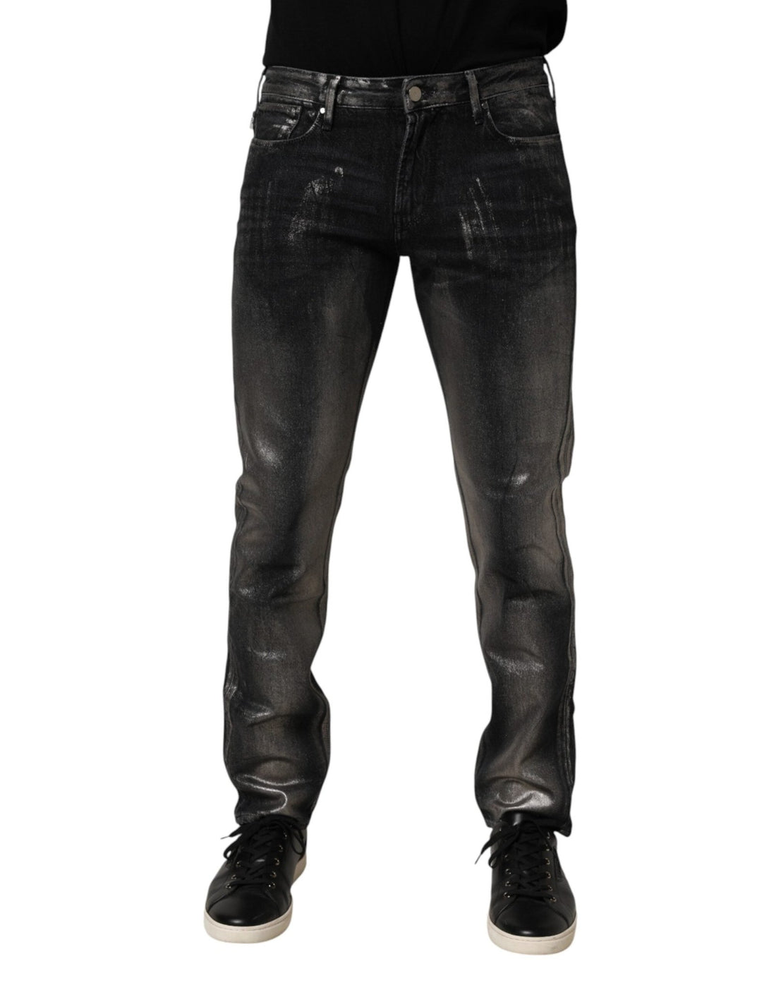 Emporio Armani Black Washed Slim Fit Men Denim Trouser Jeans - RIMODA