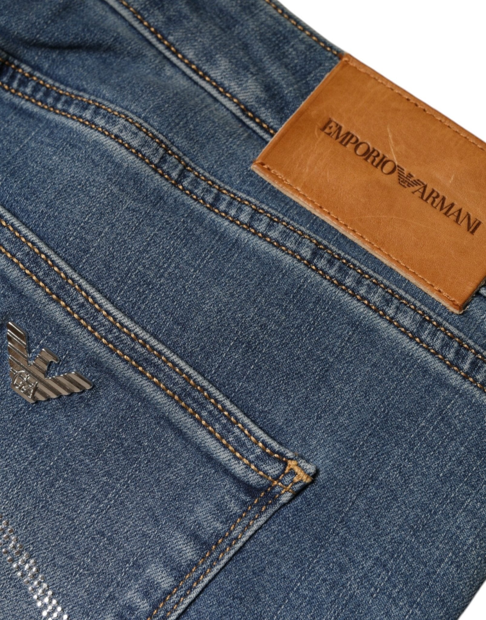 Emporio Armani Blue Washed High Waisted Skinny Women Denim Jeans - RIMODA