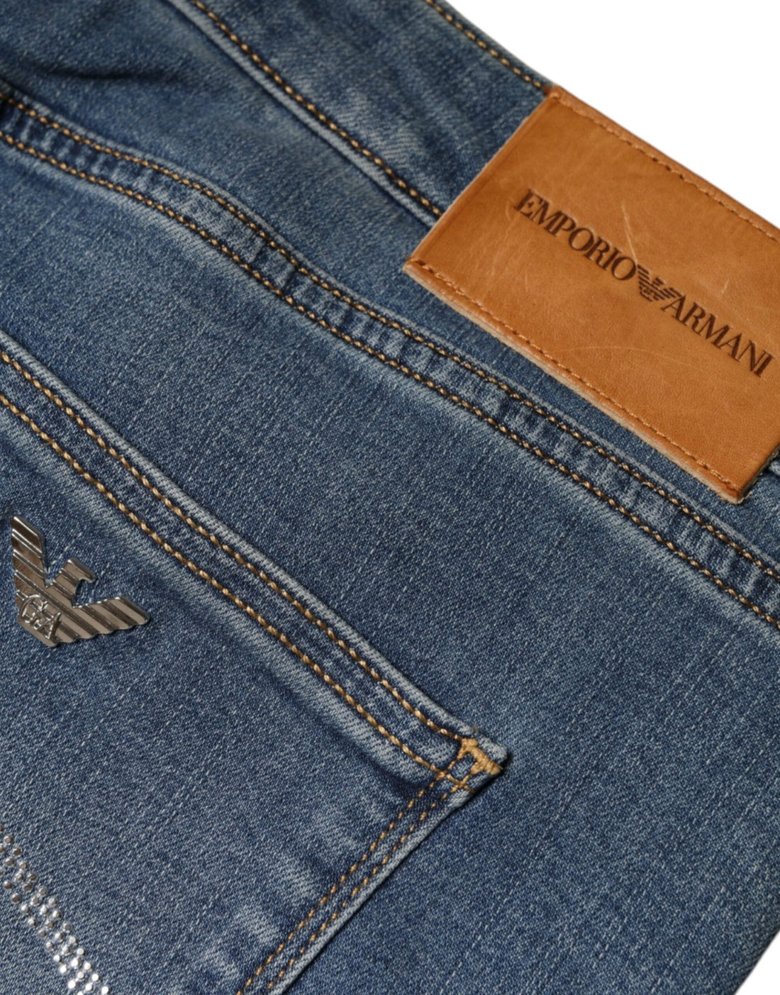Emporio Armani Blue Washed High Waisted Skinny Women Denim Jeans - RIMODA