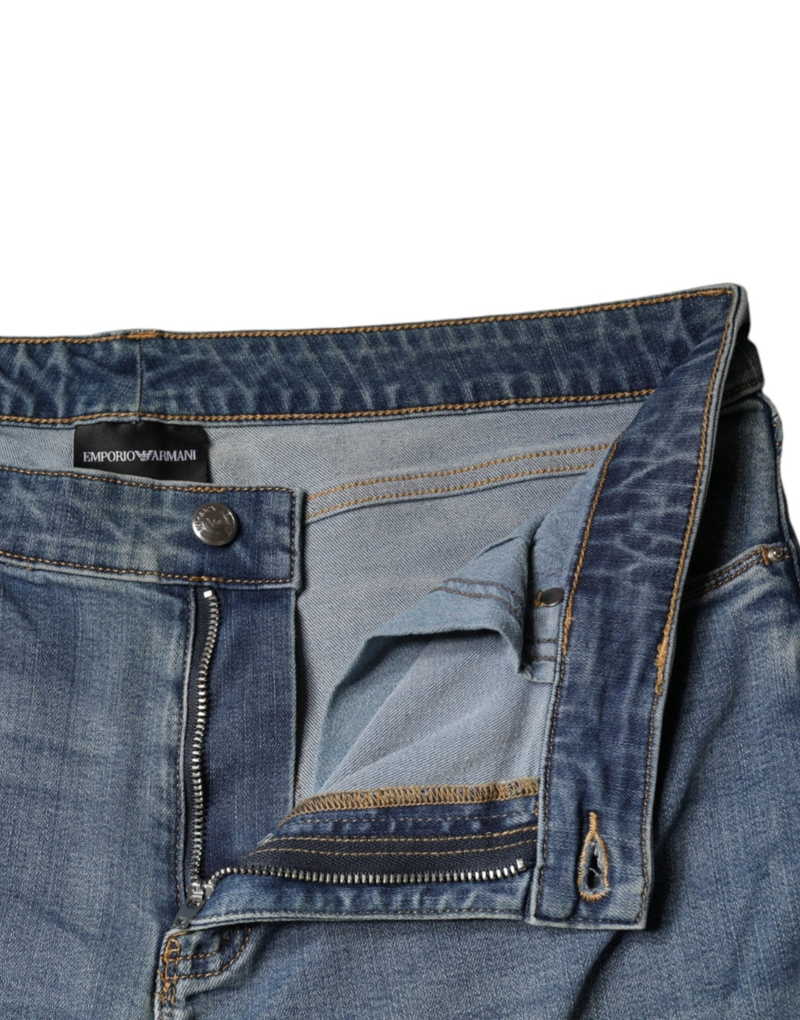 Emporio Armani Blue Washed High Waisted Skinny Women Denim Jeans - RIMODA