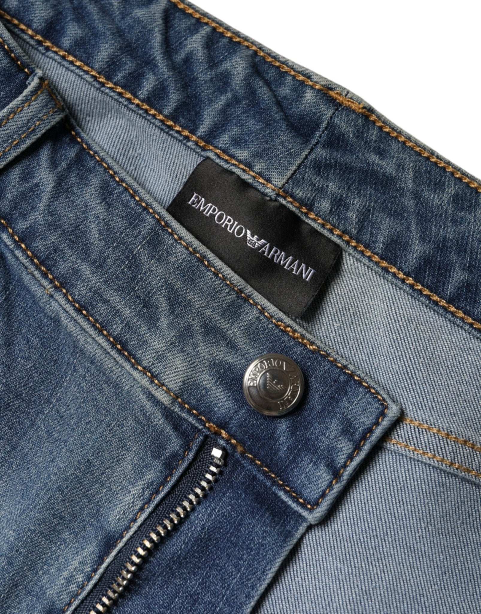 Emporio Armani Blue Washed High Waisted Skinny Women Denim Jeans - RIMODA