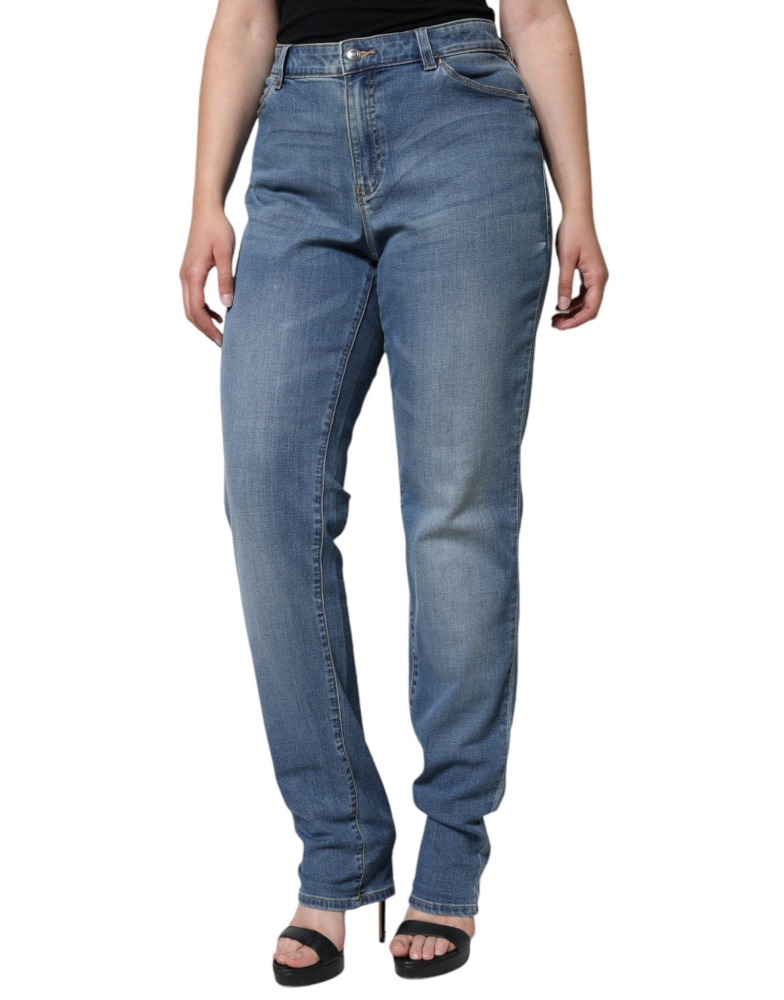 Emporio Armani Blue Washed High Waisted Skinny Women Denim Jeans - RIMODA