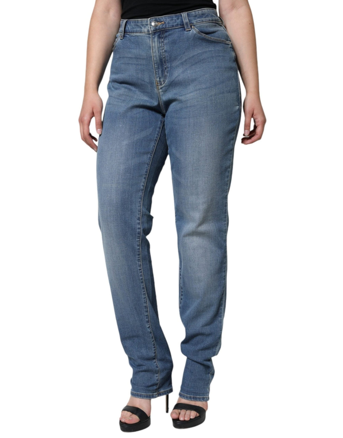 Emporio Armani Blue Washed High Waisted Skinny Women Denim Jeans - RIMODA