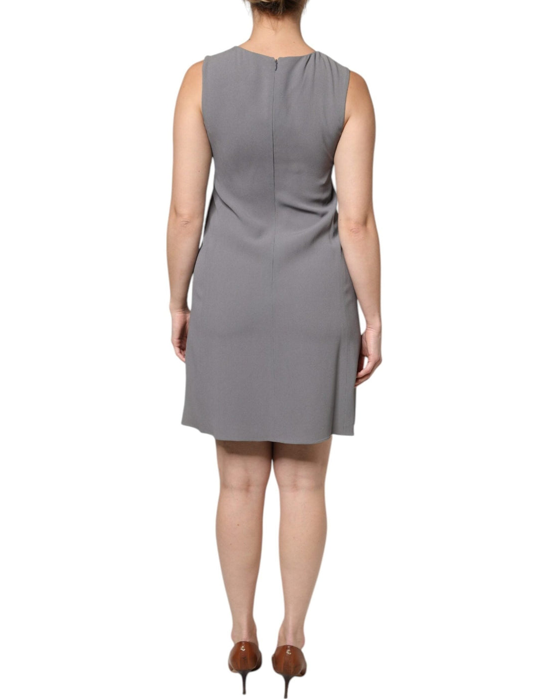 Emporio Armani Gray Round Neck Sleeveless A-line Mini Dress - RIMODA
