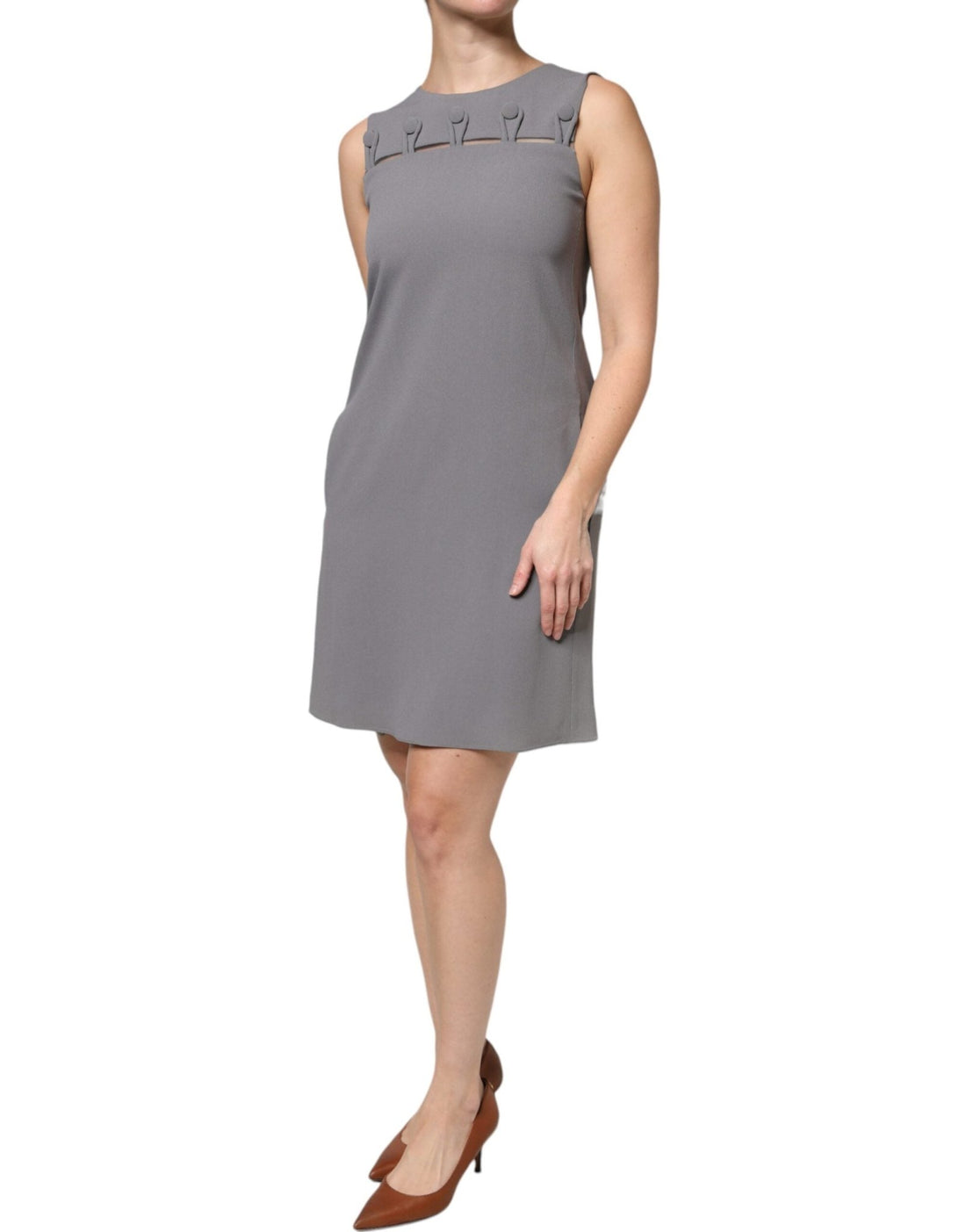 Emporio Armani Gray Round Neck Sleeveless A-line Mini Dress - RIMODA