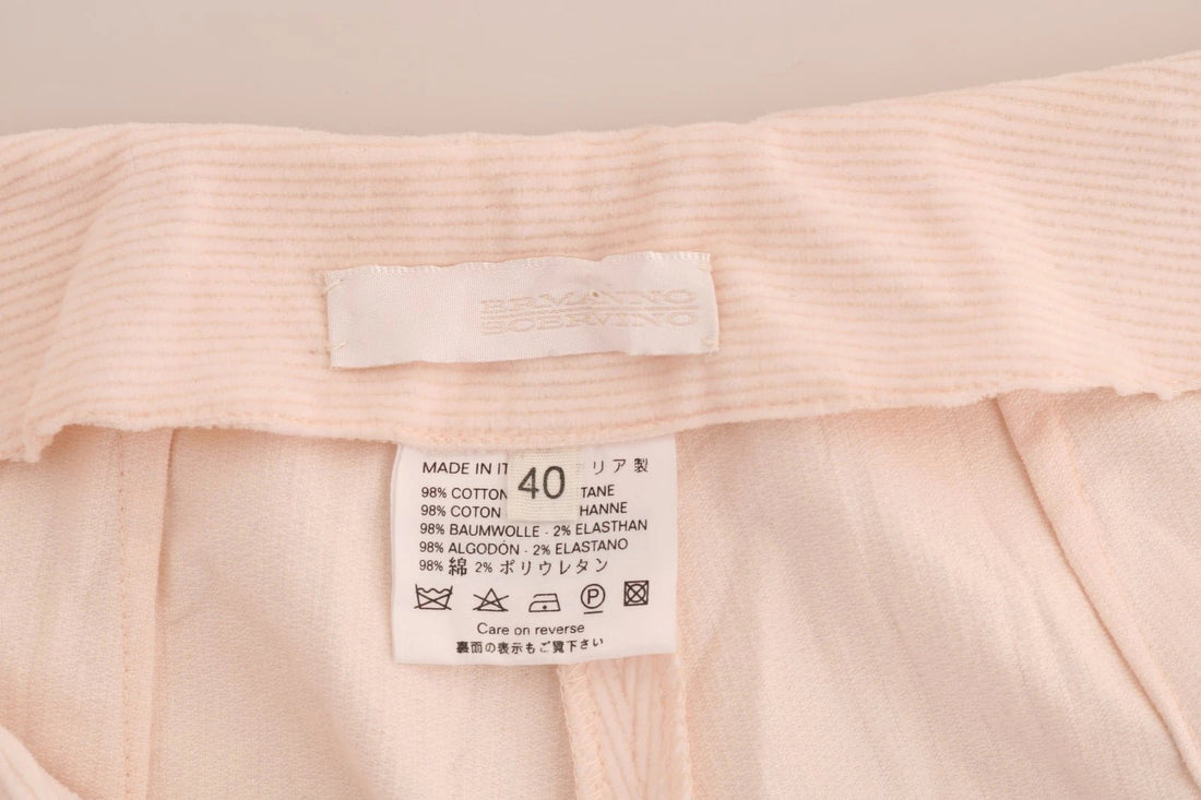 Ermanno Scervino Beige Cotton Stretch Straight Trousers Pants - RIMODA
