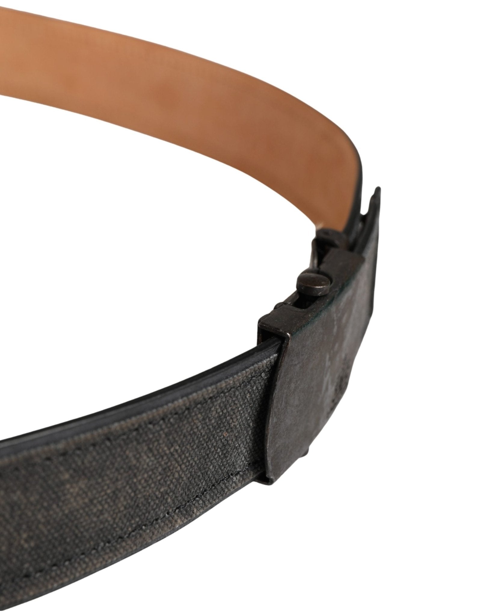 Ermanno Scervino Black Leather Cotton Logo Metal Buckle Belt - RIMODA