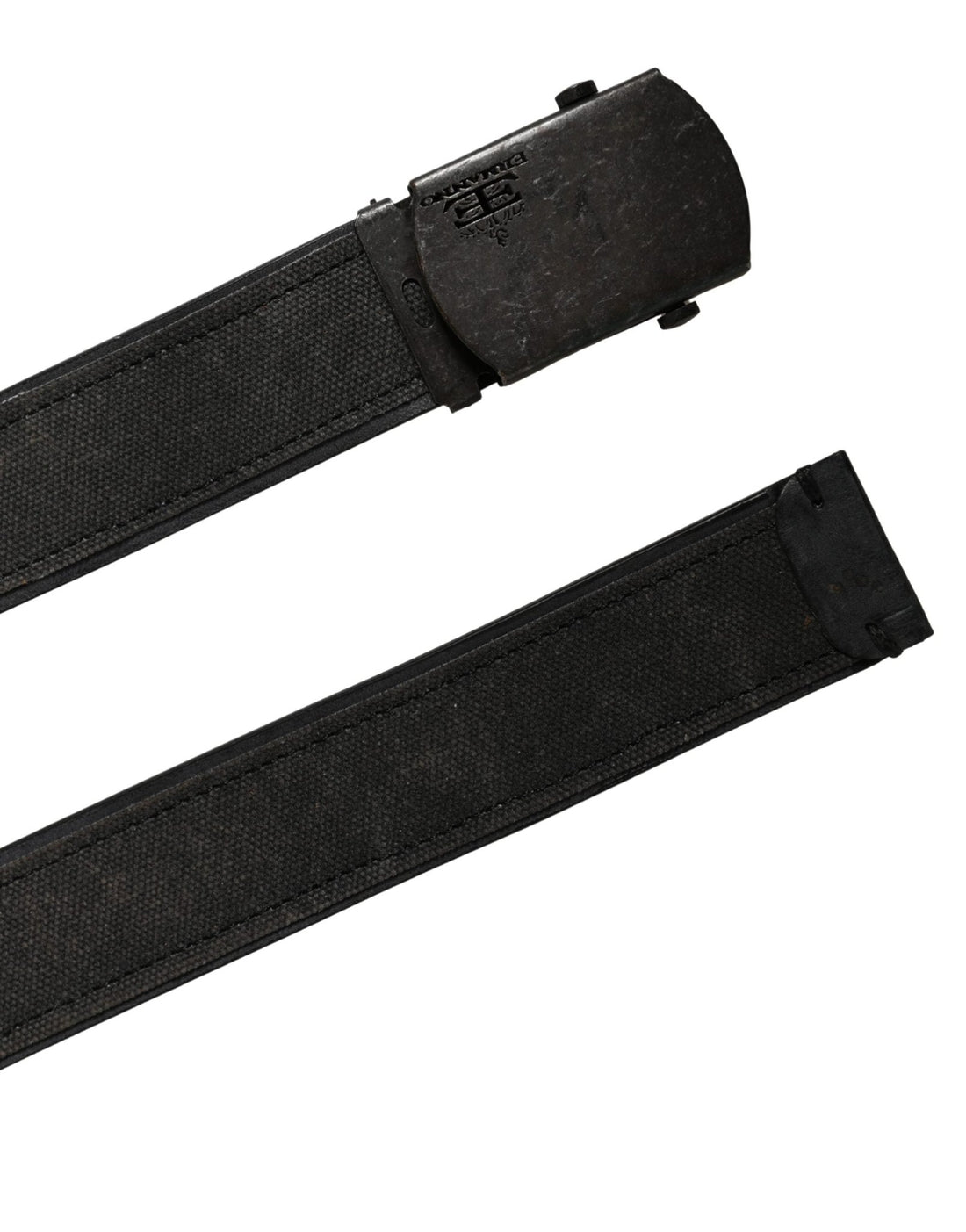 Ermanno Scervino Black Leather Cotton Logo Metal Buckle Belt - RIMODA