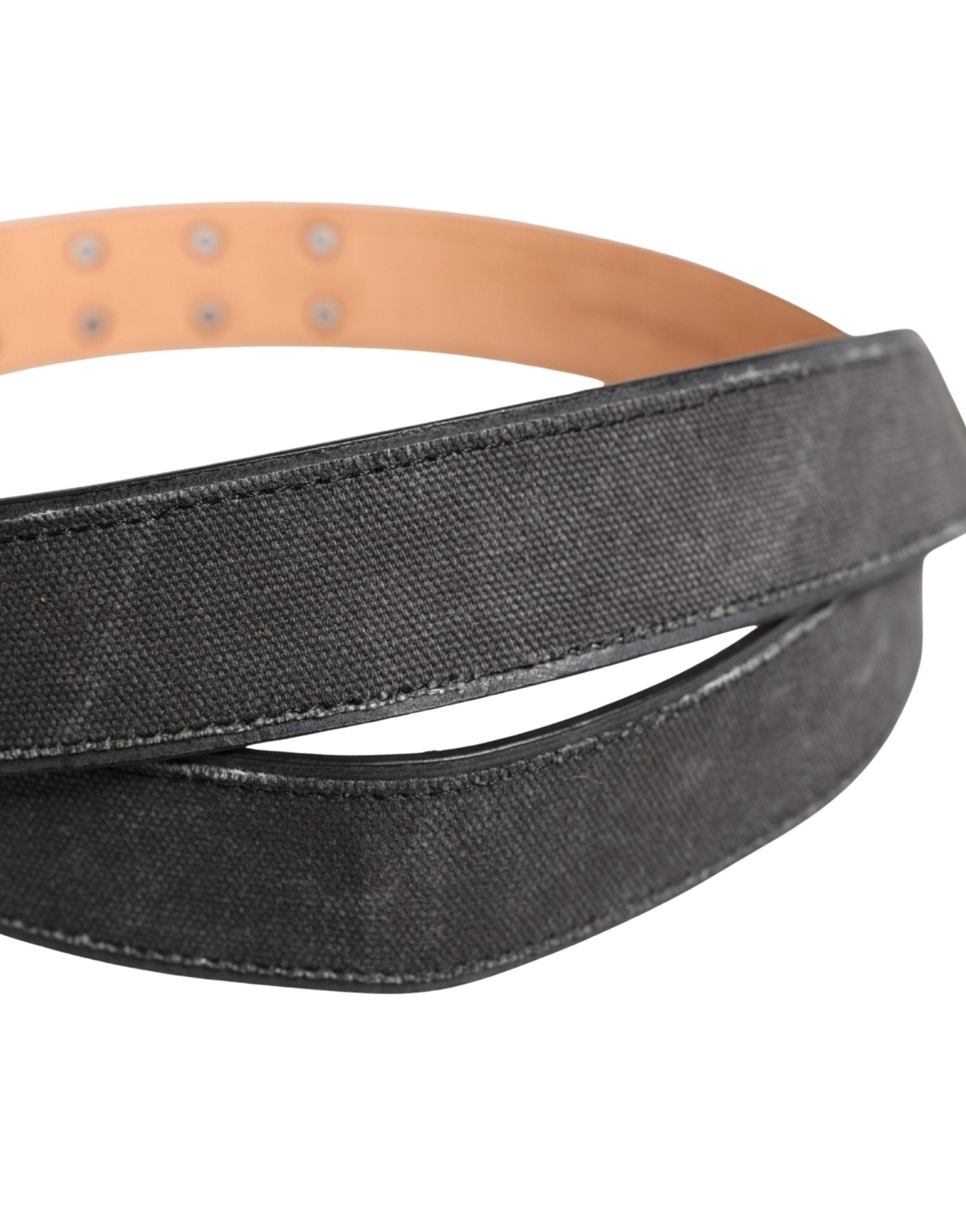 Ermanno Scervino Black Leather Cotton Logo Metal Buckle Belt - RIMODA