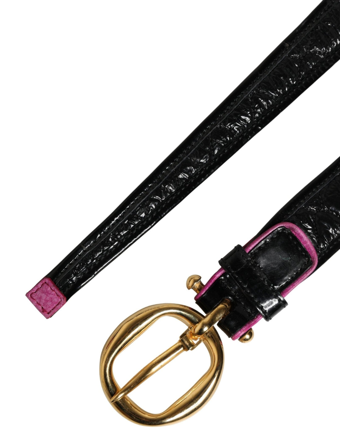 Ermanno Scervino Black Leather Gold Round Buckle Waist Belt - RIMODA