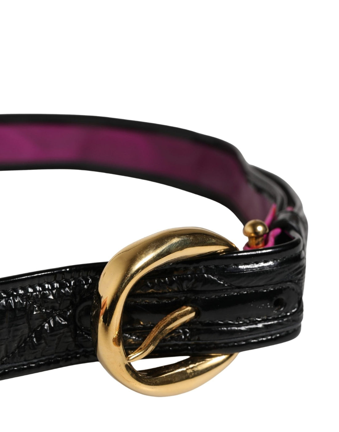 Ermanno Scervino Black Leather Gold Round Buckle Waist Belt - RIMODA