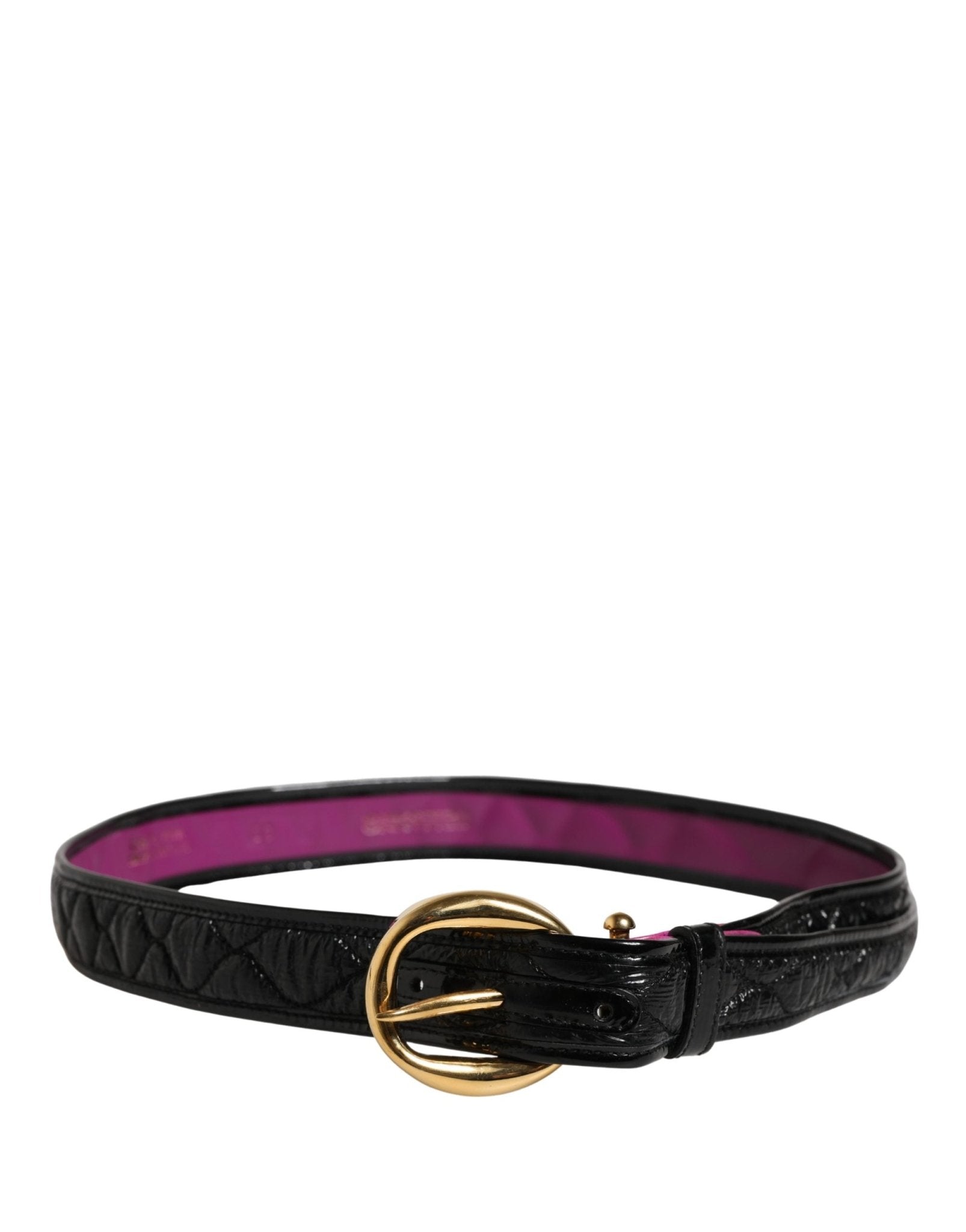 Ermanno Scervino Black Leather Gold Round Buckle Waist Belt - RIMODA