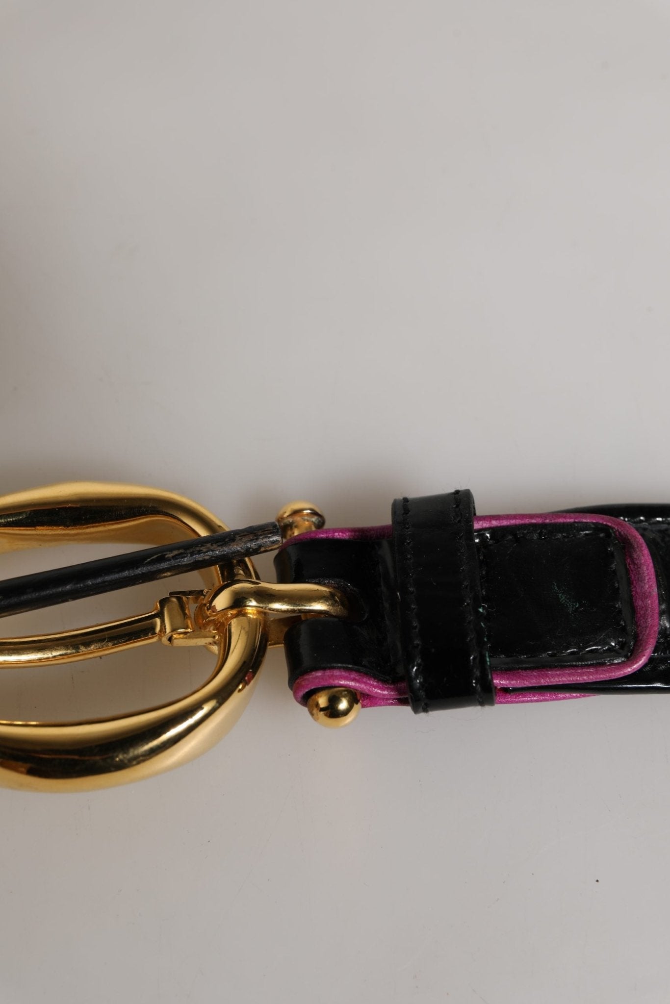 Ermanno Scervino Black Leather Gold Round Buckle Waist Belt - RIMODA