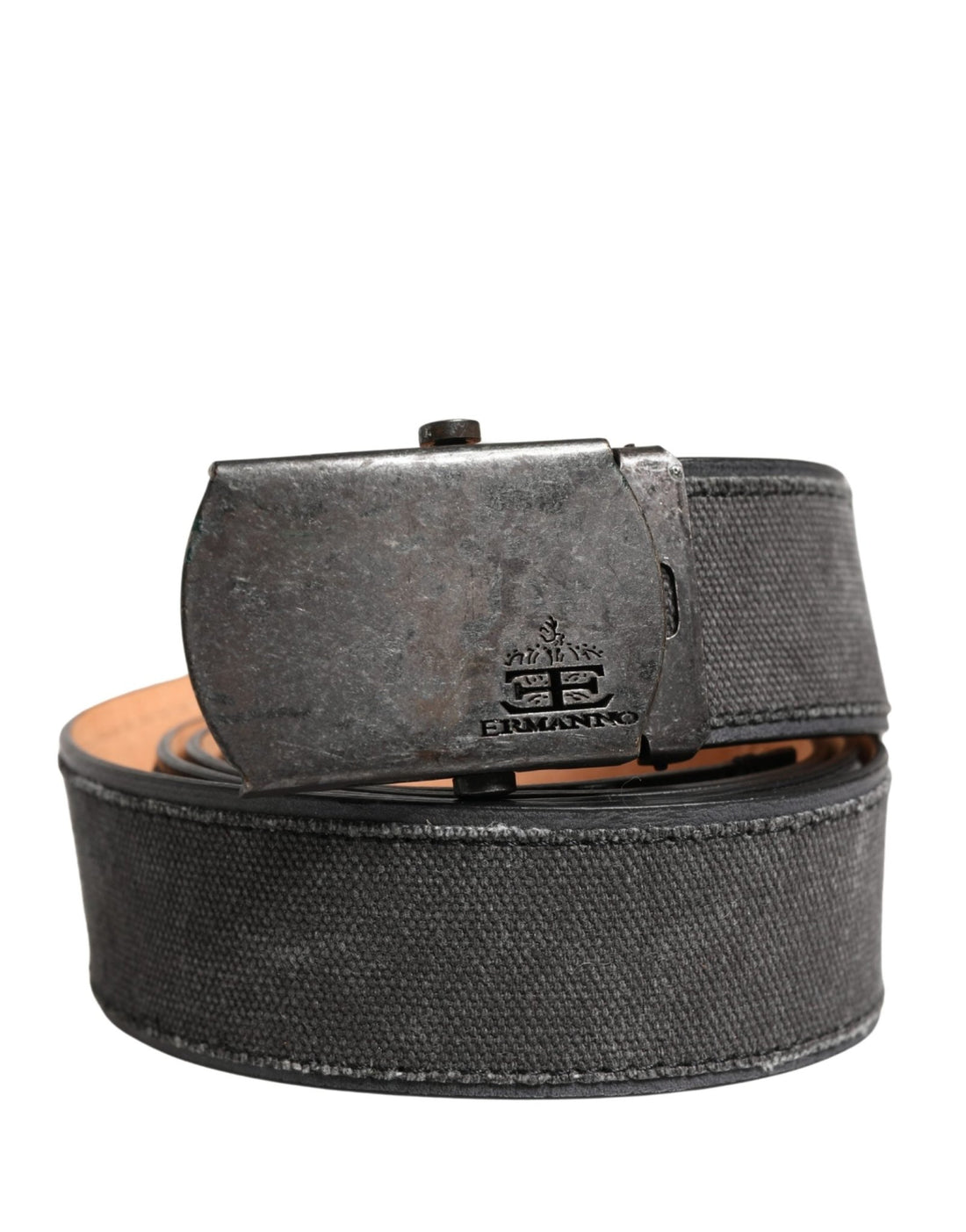 Ermanno Scervino Black Wool Cotton Logo Metal Buckle Belt - RIMODA