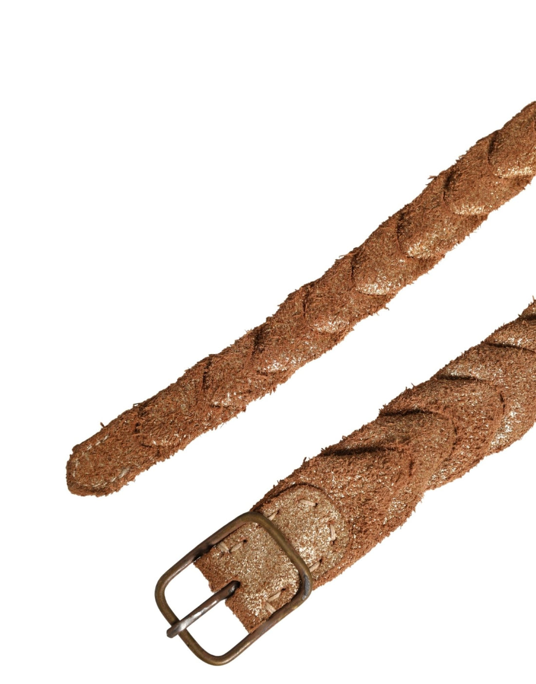 Ermanno Scervino Brown Leather Braided Metal Buckle Belt - RIMODA