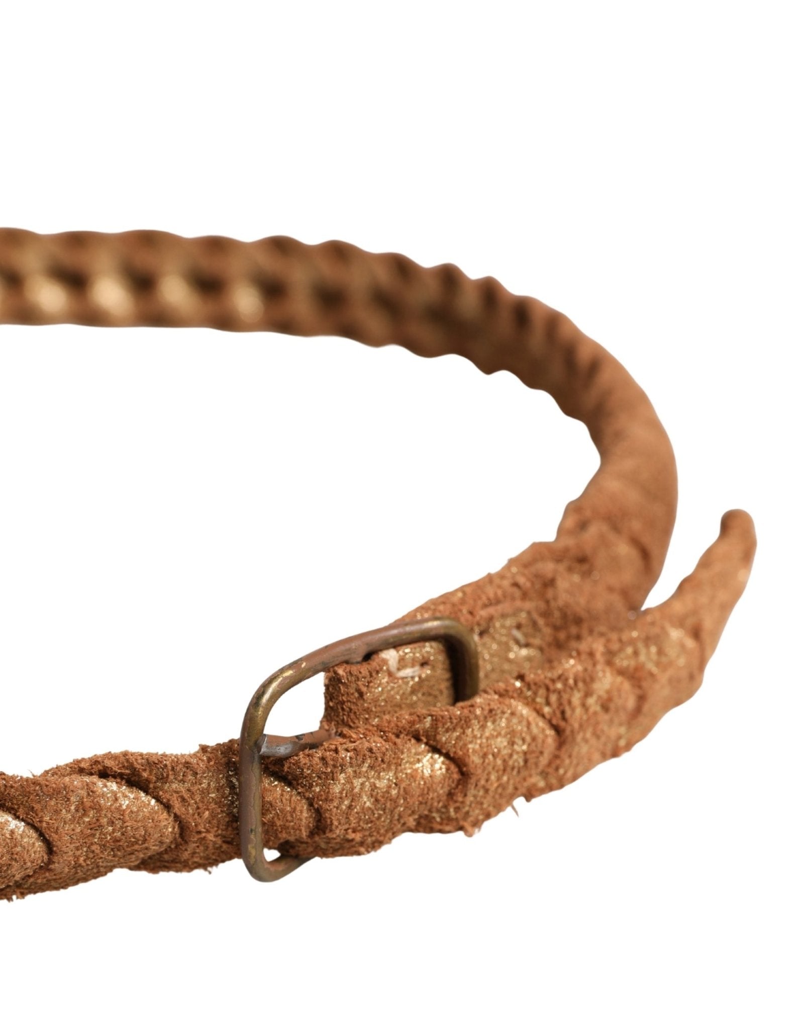 Ermanno Scervino Brown Leather Braided Metal Buckle Belt - RIMODA