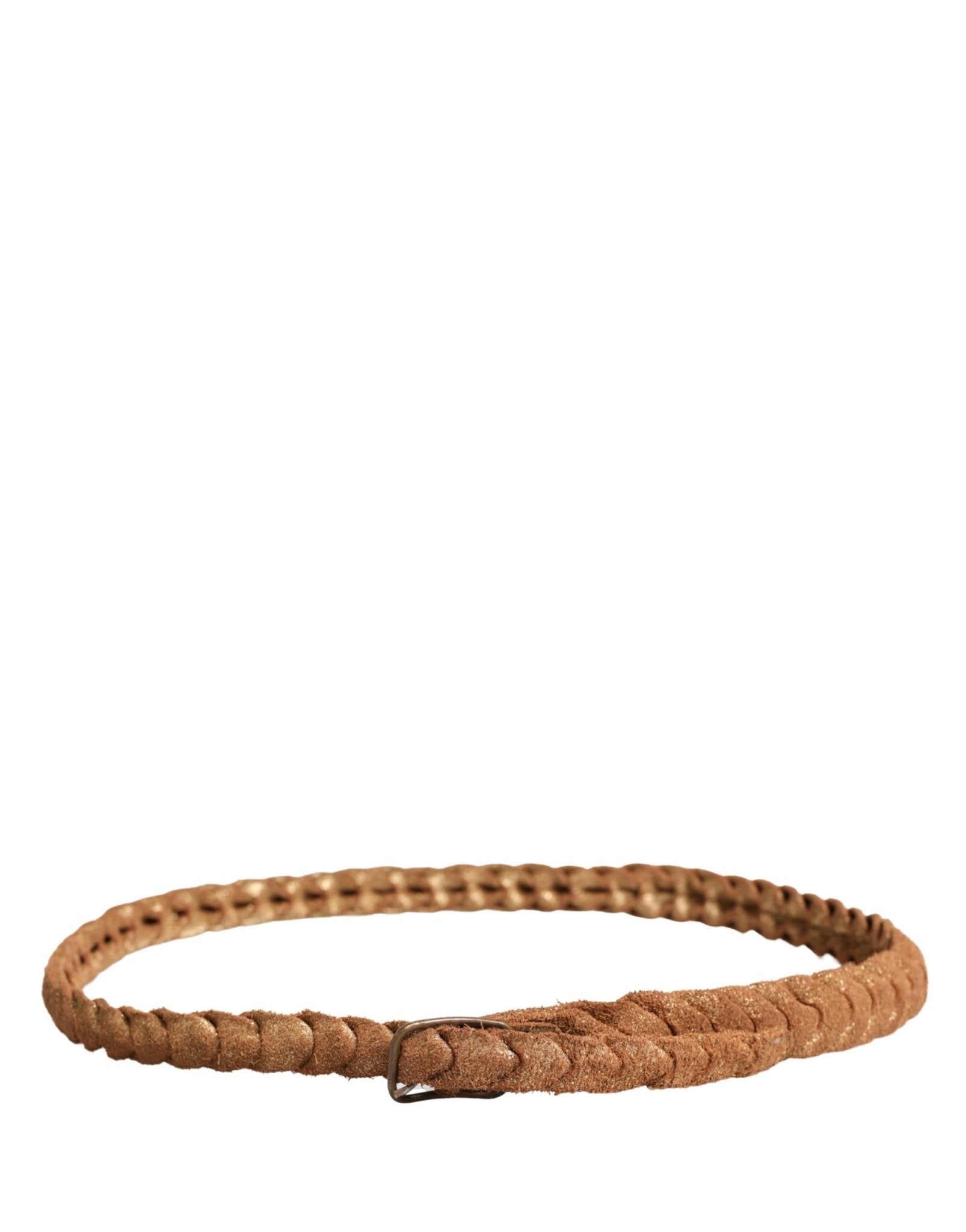Ermanno Scervino Brown Leather Braided Metal Buckle Belt - RIMODA