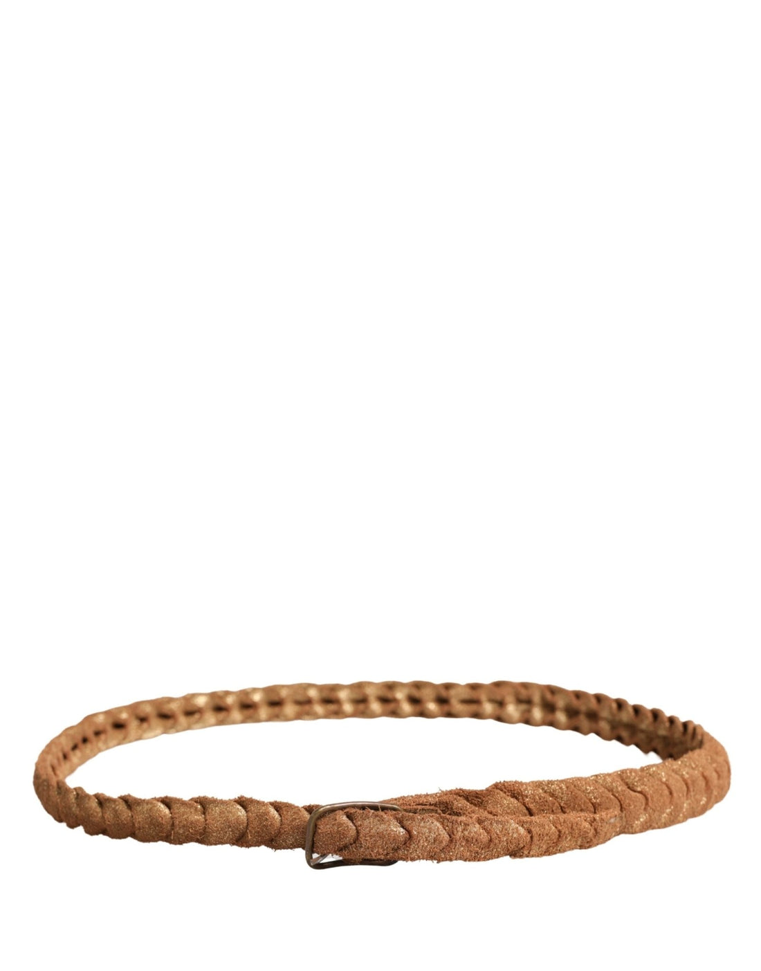 Ermanno Scervino Brown Leather Braided Metal Buckle Belt - RIMODA