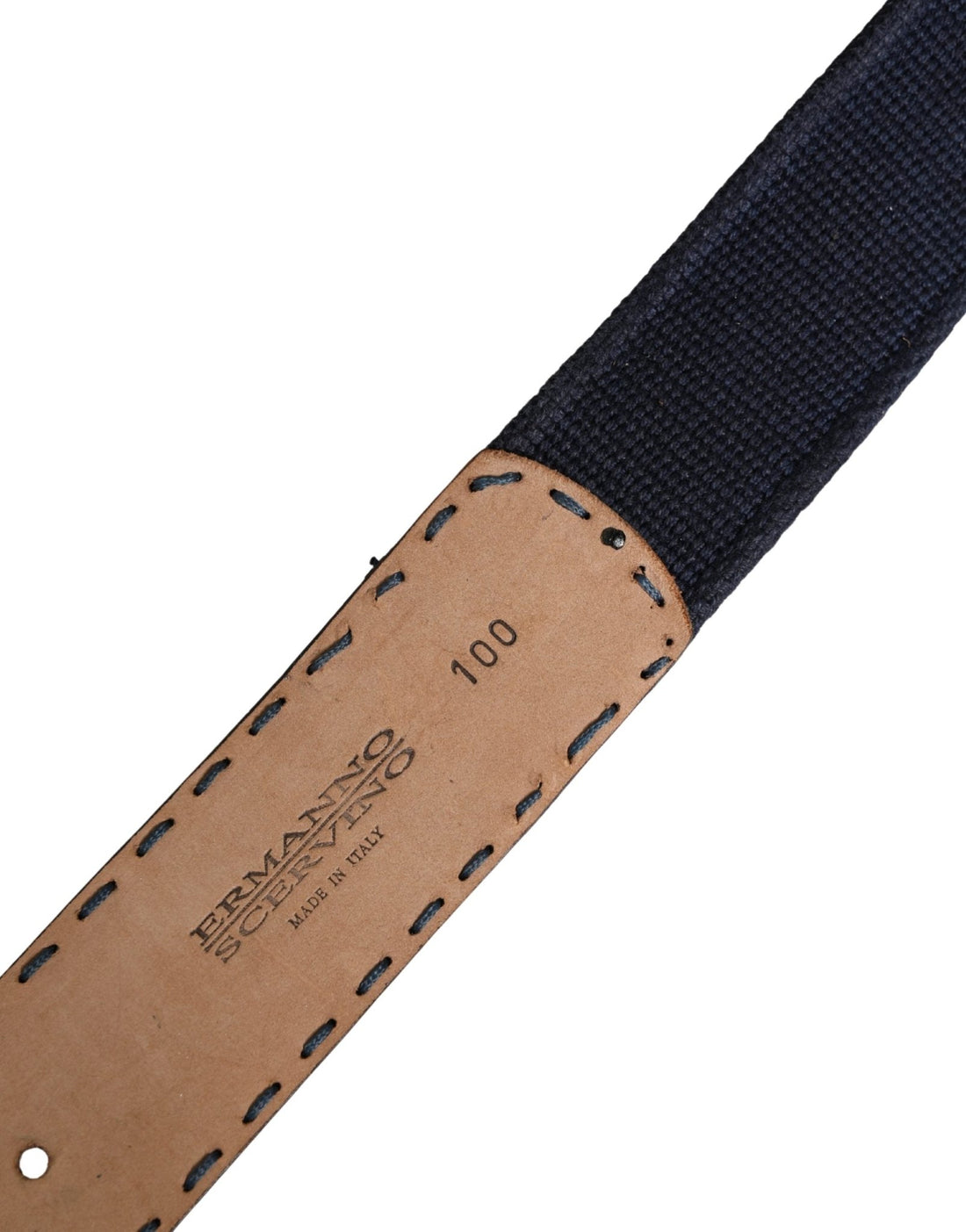 Ermanno Scervino Dark Blue Canvas Silver Metal Buckle Belt - RIMODA