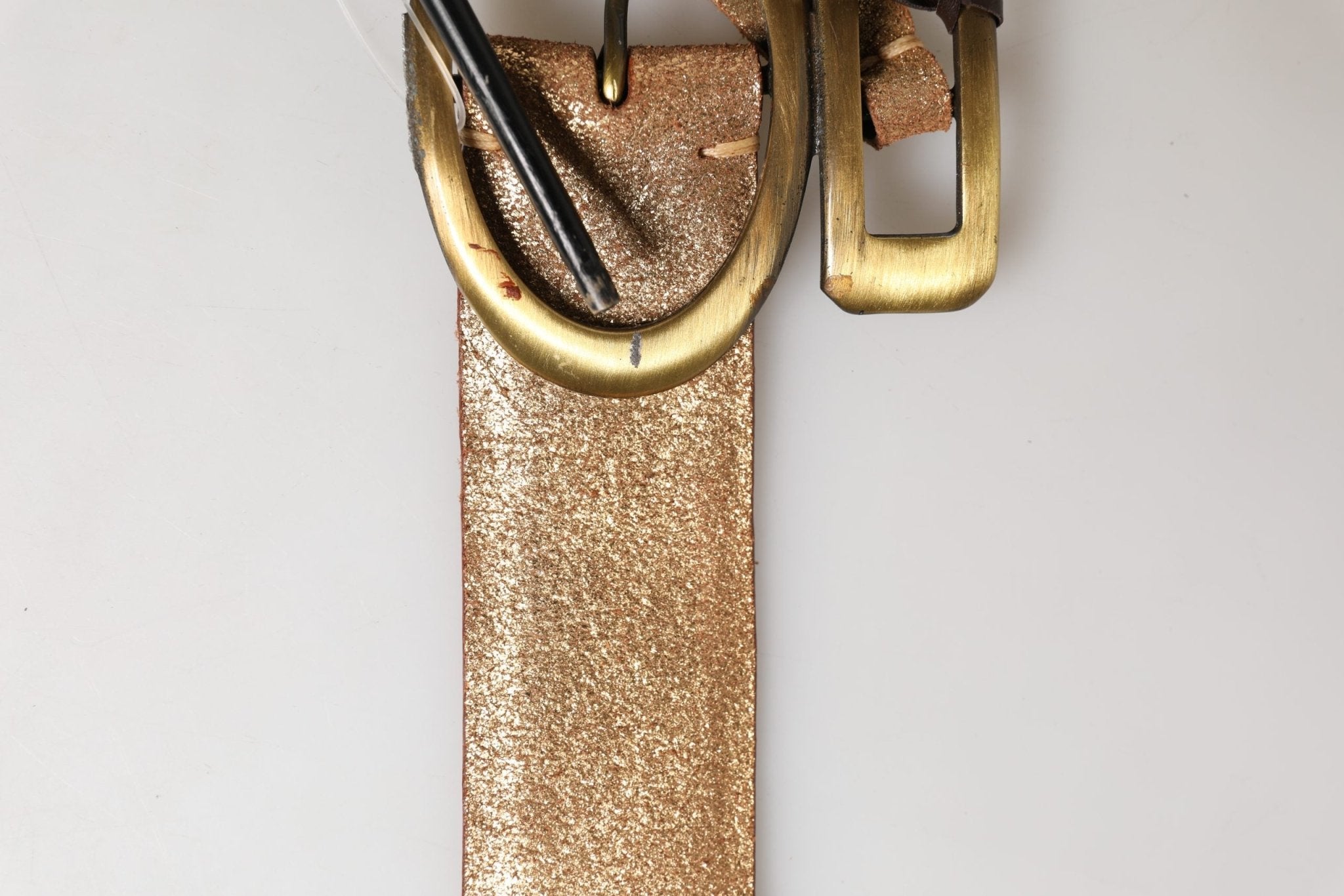 Ermanno Scervino Gold Leather Braided Metal Buckle Belt - RIMODA